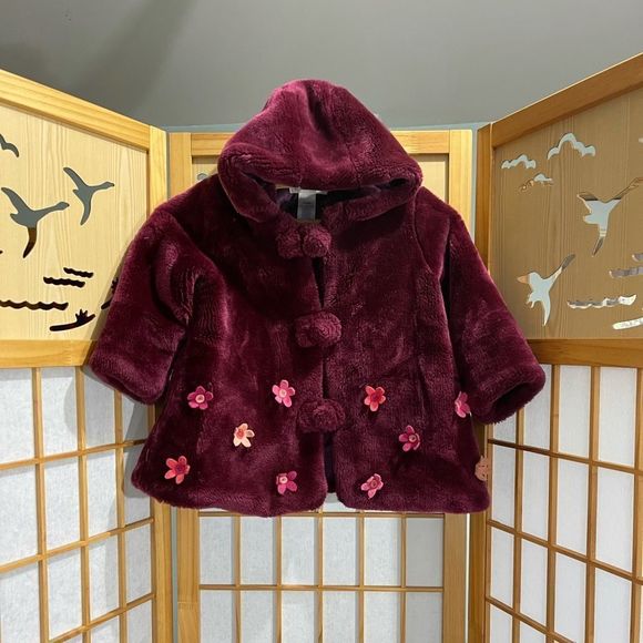 The Children's Place Other - Children’s Place fuzzy burgundy winter jacket 24 months